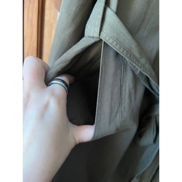 NWT Madewell Women's Belted Trench Coat in Drapey Twill Dark Olive Size XXL - Picture 8 of 16